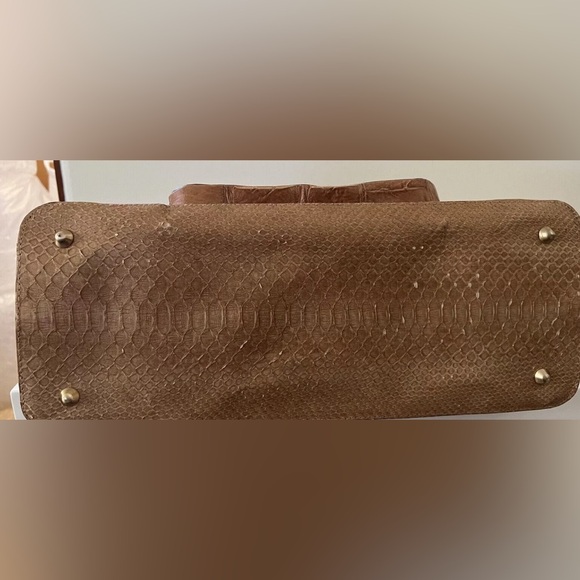 AMBROSI ABRIANNA Large Ostrich Snakeskin Crocodile Tote Bag Handbag - Picture 5 of 12